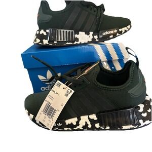 Adidas NMD_R1 J Boost Black White Camo Sole Sneakers Youth Shoes GY4285